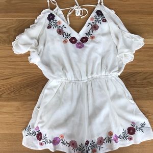 Floral romper with cold shoulder